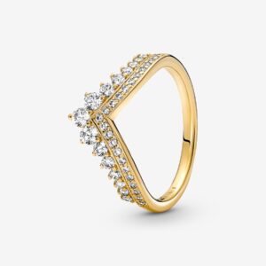 167736C01_RGB Originale Pandora 167736C01 54 Misura Argento Sterling 925 Anello Wish Tiara Ring Principesco placcato oro