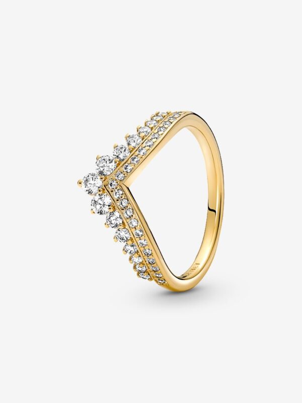 167736C01_RGB Originale Pandora 167736C01 54 Misura Argento Sterling 925 Anello Wish Tiara Ring Principesco placcato oro