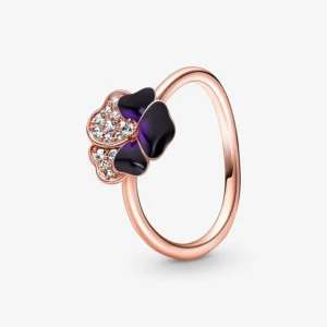 180764C01_RGB Originale Pandora 180764C01 50 Misura Argento Sterling 925 Anello Viola del pensiero viola intenso 14k oro placcato