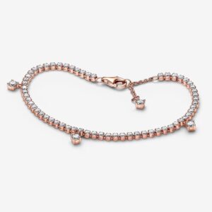 21-29 Originale Pandora 582401C01 18 Misura Argento Sterling 925 Bracciale Tennis Pandora con Gocce Luminose 14k oro placcato