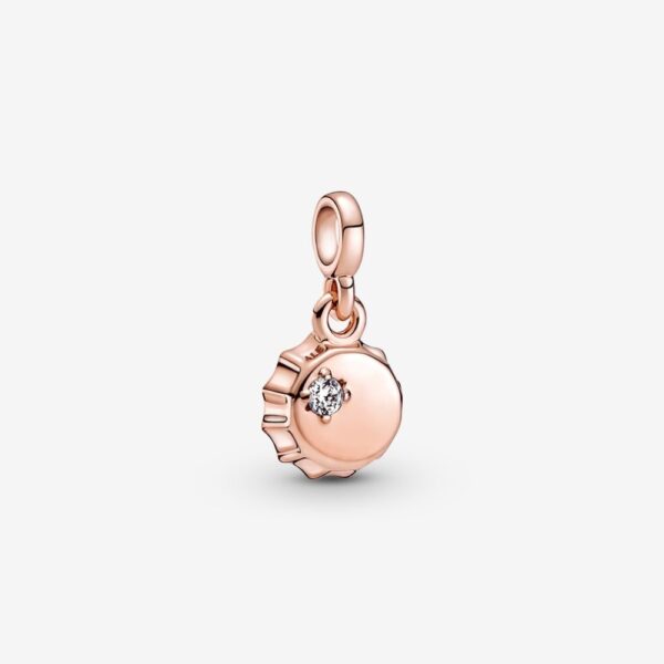 24-12 Originale Pandora 789661C01 Argento Sterling 925 Charm Mini pendente Pandora Lucky Bottle Cap ME 14k rosa placcato