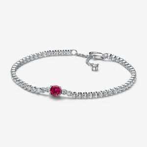 35-15 Originale Pandora 592403C01 18 Misura Argento Sterling 925 Bracciale Tennis Pandora con Pietra Rossa