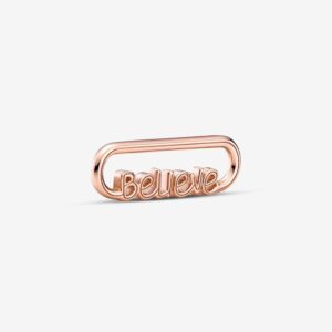 Originale Pandora 789667c00 Argento Sterling 925 Charm Link “Believe” Pandora ME 14k oro placcato