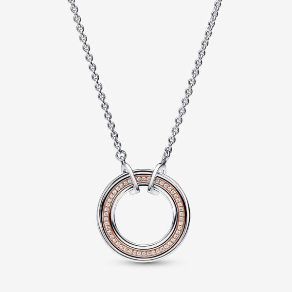 382772C01_RGB Originale Pandora 382772C01 50 Misura Argento Sterling 925 Collana Pandora Cerchio Bicolore Logo e Pavè
