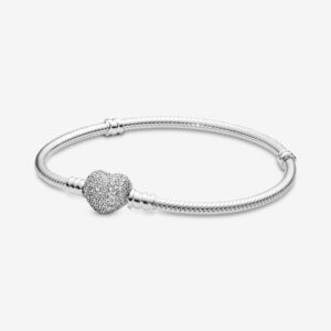 590727CZ_RGB Originale Pandora 590727cz 17 Misura Argento Sterling 925 Bracciale Moments con Chiusura a Cuore Pavè