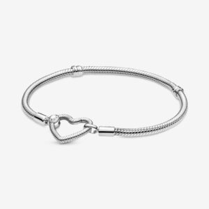 599539C00_RGB Originale Pandora 599539c00 23 Misura Argento Sterling 925 Bracciale Moments con Chiusura a Cuore Componibile