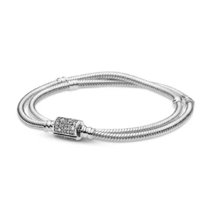 599544C01-1.jpg Originale Pandora 599544C01 18 Misura Argento Sterling 925 Bracciale Doppio Bracciale Con Chiusura Pavè