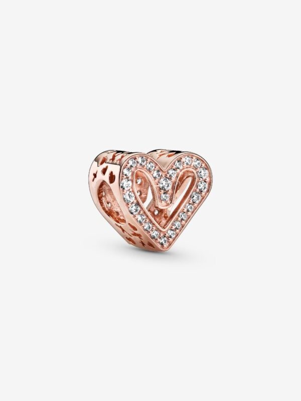 788692C01_RGB Originale Pandora 788692c01 Argento Sterling 925 Charm Cuore Disegnato Oro rosa 14k placcato