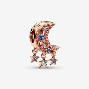 789643C01_RGB Originale Pandora 789643C01 Argento Sterling 925 Charm Luna e Stelle Placcatura in Oro Rosa 14k