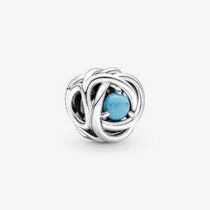 Originale Pandora 790064C02 Argento Sterling 925 Charm Cerchio Eterno Turchese Dicembre