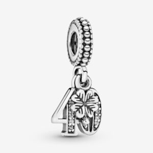 791288CZ_RGB Originale Pandora 791288CZ Argento Sterling 925 Charm Pendente 40 Anni
