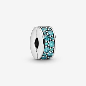 Originale Pandora 791817mcz Argento Sterling 925 Charm Clip Pavè Turchese