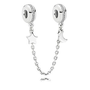 Originale Pandora 797512CZ-05 Argento Sterling 925 Catena di Sicurezza Pandora La Tua Galassia Stella e Luna