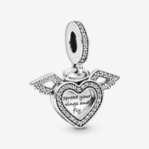 Originale Pandora 798485C01 Argento Sterling 925 Charm Pendente Cuore e ali d’angelo