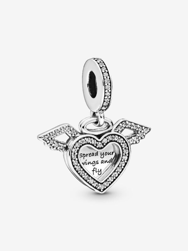 Originale Pandora 798485C01 Argento Sterling 925 Charm Pendente Cuore e ali d’angelo