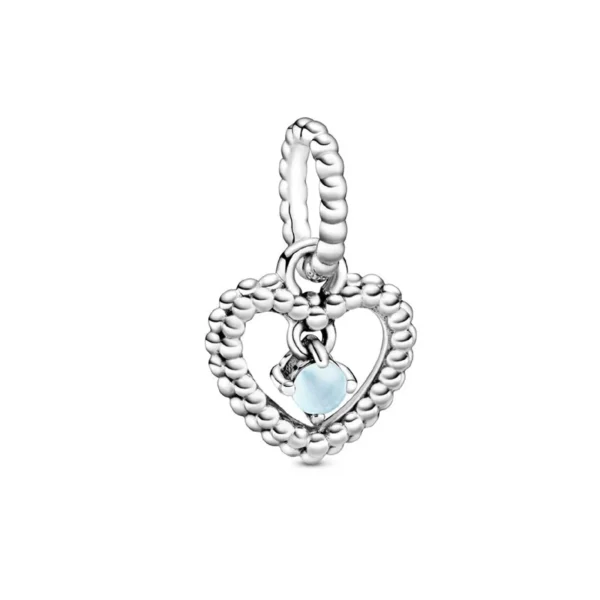 798854C07-1.jpg Originale Pandora 798854c07 Argento Sterling 925 Charm A Cuore Petalo Azzurro Decorato Con Sfere