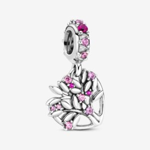 799153C01_RGB Originale Pandora 799153C01 Argento Sterling 925 Charm Pendente Albero della famiglia Pietre rosa