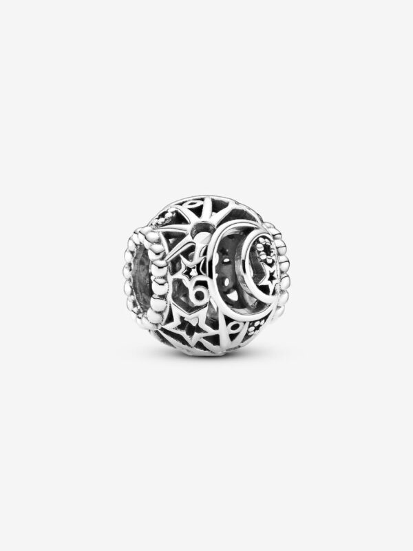 Originale Pandora 799183C00 Argento Sterling 925 Charm Openwork Sole, Stelle e Luna