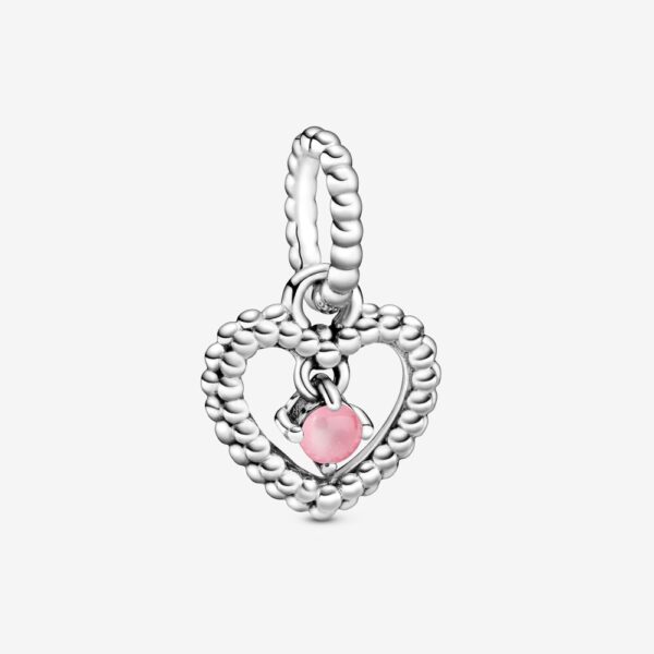 Originale Pandora 798854C09 Argento Sterling 925 Charm A Cuore Petalo Rosa Decorato Con Sfere
