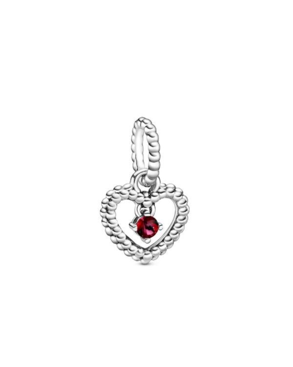 Originale Pandora 798854c02 Argento Sterling 925 Charm A Cuore Petalo rosso fuoco Decorato Con Sfere